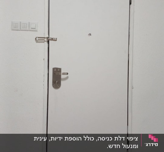 ציפוי דלת כניסה בטפט לבן חלק כולל משקוף וידית